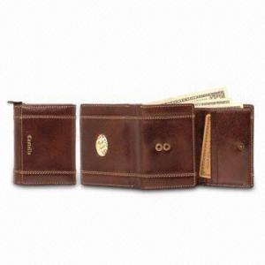 China Men's Leather Tri-fold Wallet with Coin Pocket and Twelve Credit Card Slots on sale
