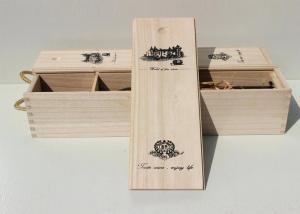 China Paulownia Personalised Wine Box , Single Bottle Empty Wooden Wine Boxes With Screen Printing Logo wholesale