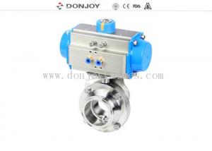 China Sanitary 10 Pneumatic Butterfly Valves With Double acting Aluminum Actuator Stainless Steel 304 316L on sale