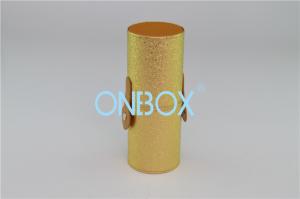 China Emboss Makeup Brush Cardboard Cylinder Tube In Gold Leather  Snap Buckle Closing wholesale