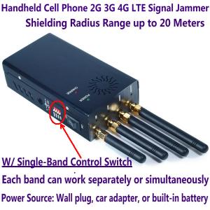 China 4 Antenna Handheld Cell Phone 2G 3G 4G LTE Signal Jammer Blocker W/ Single Control Switch wholesale