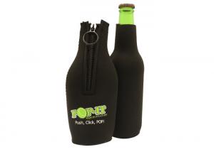 China Lightweight Neoprene Bottle Holder Black / Pantone Color 17oz  With Zipper wholesale