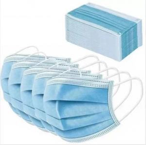 China High Filtration 3 Ply Disposable Mask / Disposable Blue Mask Earloop Flat Style wholesale