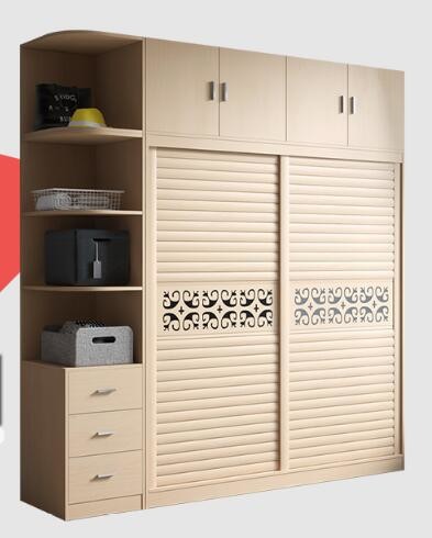 China Integrated Wooden Wardrobe Closet Fashion With Wood - Plastic Moving Door wholesale