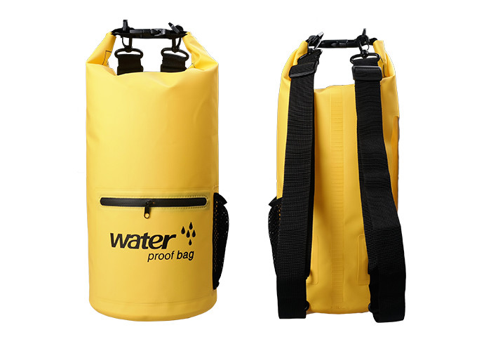 China Yellow Waterproof Dry Sack Backpack , 20l Adjustable Kayak Dry Storage Bags  wholesale