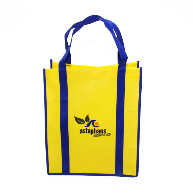 China Seaming Customized Non Woven Shopping Bag , Laminated Non Woven Tote Bag Yello wholesale