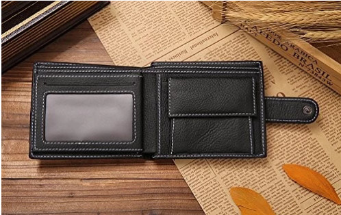 China Mens Genuine Leather Short Wallet Black / Brown / Custom Color Optional on sale