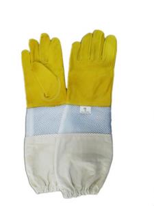 China Soft Beekeeping Gloves Ventilated Goatskin Yellow Color 180g 4 Type Sizes wholesale