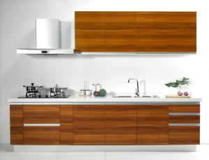 China Quartz wood kitchen cabinets For LOFT House / Three Meters MFC Kitchen Cabinets wholesale