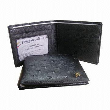 China Men's Bi-fold Wallet, Made of Leather, Measures 11.5 x 9 x 1.5cm on sale