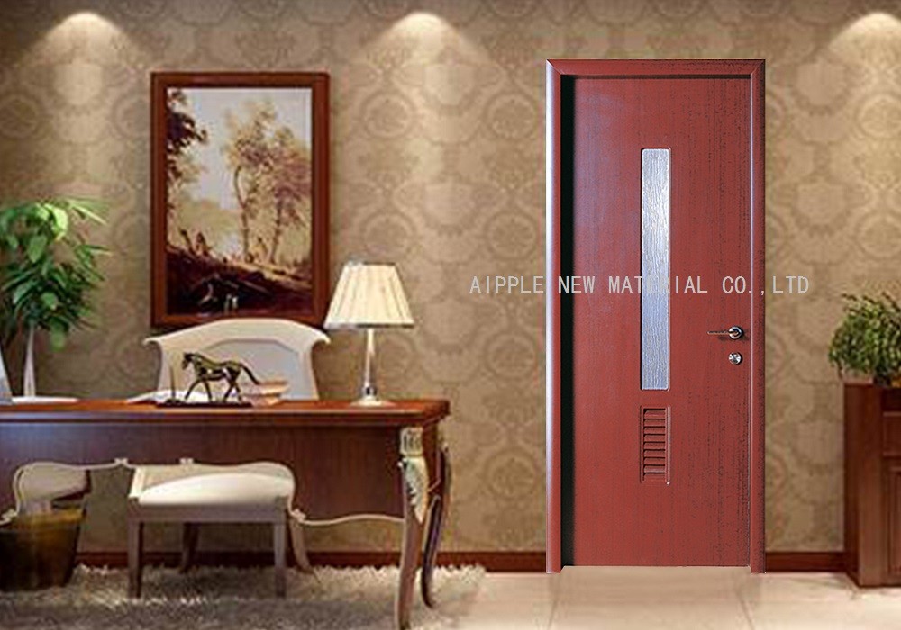 China Vinyl PVC Interior Doors Ventilation Glass For Bathroom Customized Handle wholesale