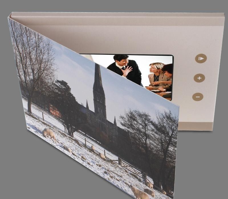 China Leather Hard Cover LCD Video Brochure With Video Screen / SD Card A5/A4 Or customized wholesale