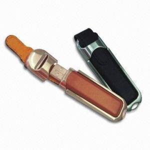 China Brown Black Leather USB Flash Drive , Leather Memory Stick 32G 64G 128GB wholesale