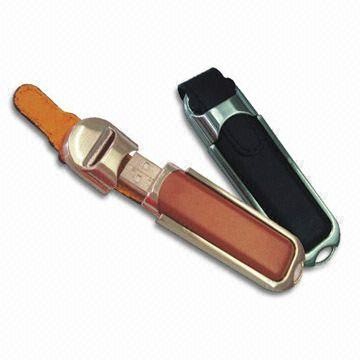 China Brown Leather USB Flash Drive Blue /  Brown Color 1GB - 128GB USB 2.0  USB 3.0 wholesale