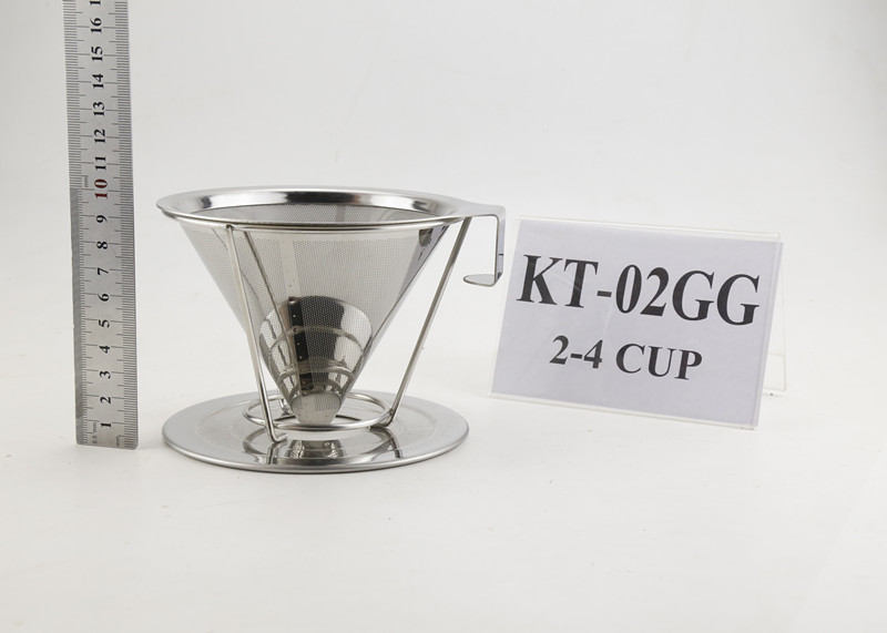 China Stainless Steel Pour Over Cone Dripper With Separate Stand , Metal Coffee Filter Cone wholesale