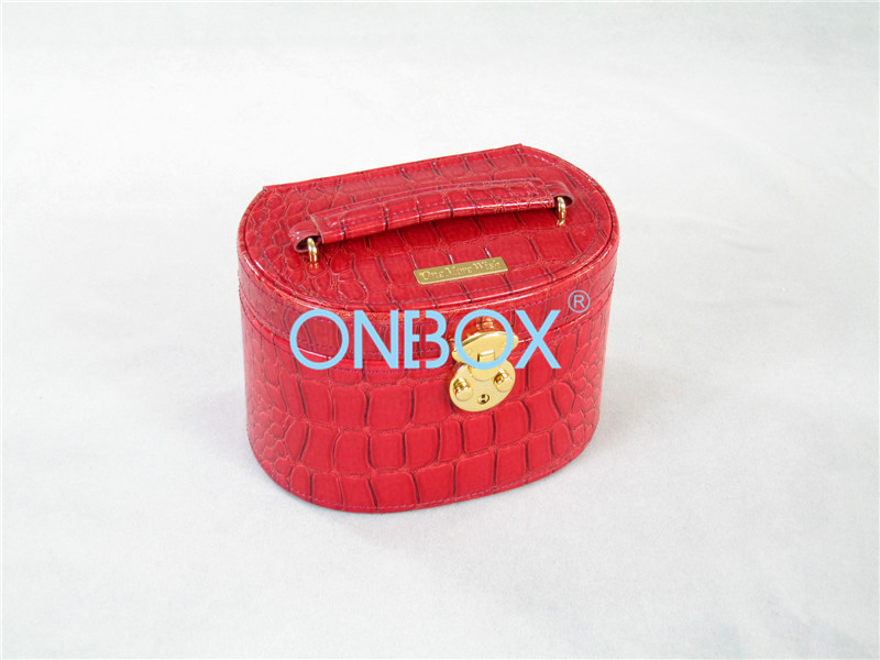 China Ladies Crocodiles PU Jewelry Storage Boxes Inside Top Mirror For Travel wholesale