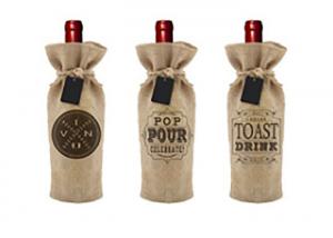 China Screen Printing Wine Bottle Bags Personalized Wine Gift Bags With Drawstring wholesale
