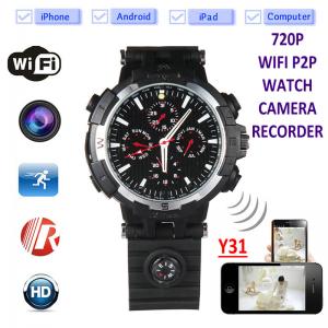 China Y31 16GB 720P WIFI IP Spy Watch Hidden Camera Recorder IR Night Vision Home Security Wireless Remote Video Monitoring wholesale