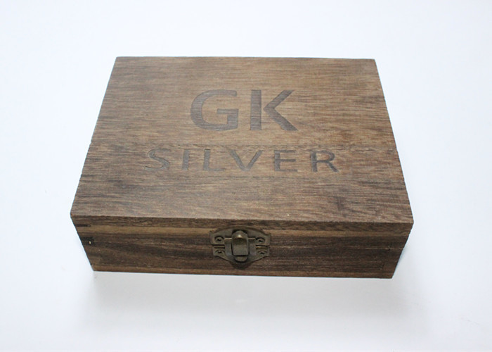 China Hot Stamped Logo Wooden Crate Display Boxes , Roasted Paulownia Vintage Wooden Box With Lid wholesale