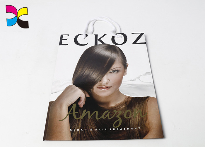 China Hair Care Items Printed Carrier Bags With White Handle In CMYK Color Eco - Friendly wholesale