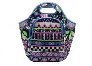 China Small Kids Neoprene Lunch Bag , Front Zipper Pocket Insulated Lunch Tote wholesale
