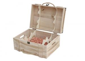China Solid Paulownia Wood Hand Made Wine Crate Storage Boxes With Lock For 6 Bottle wholesale