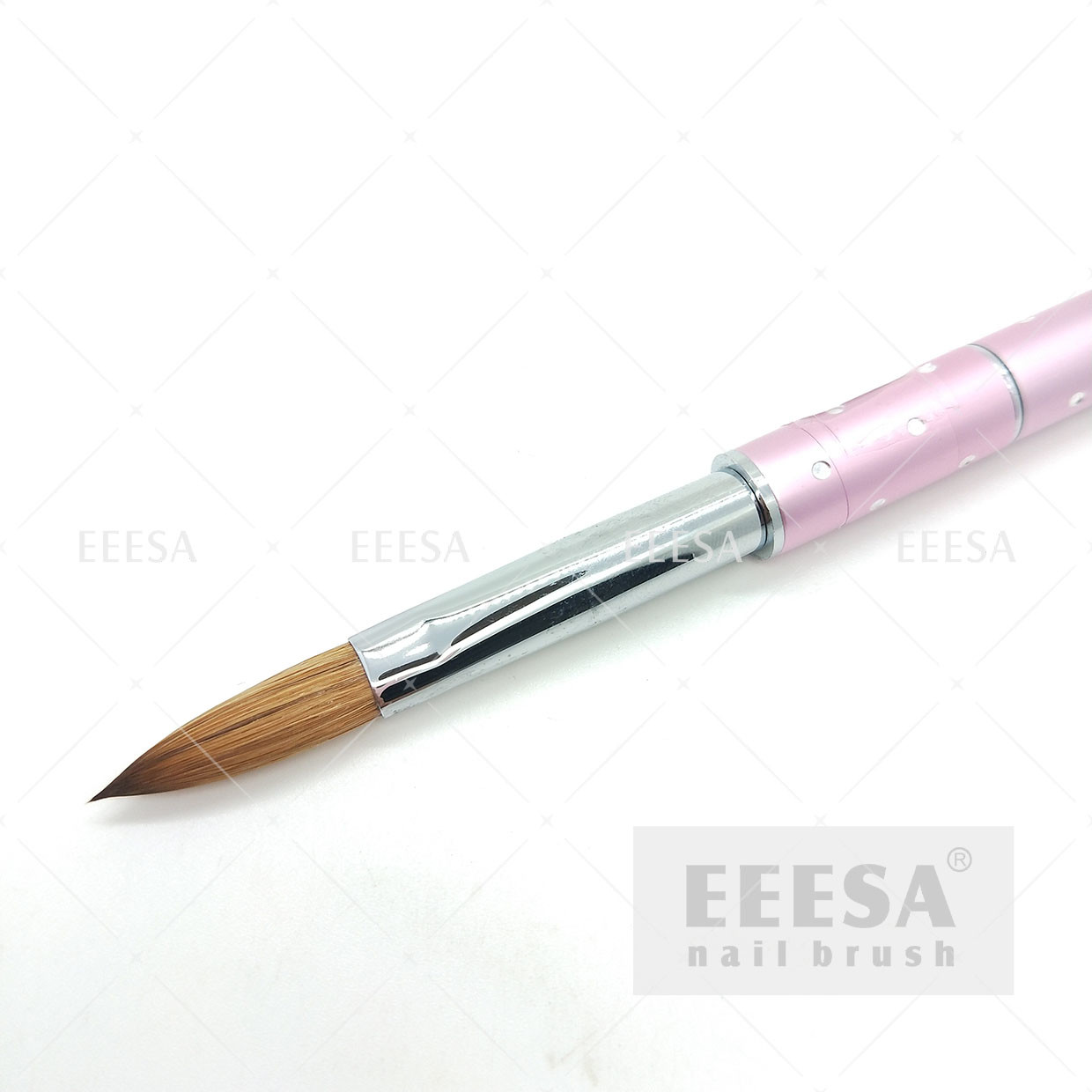 China 671U Pink Metal Sparkling Dotting Handle 100% Kolinsky Sable Hair Acrylic Nail Brush #10 wholesale