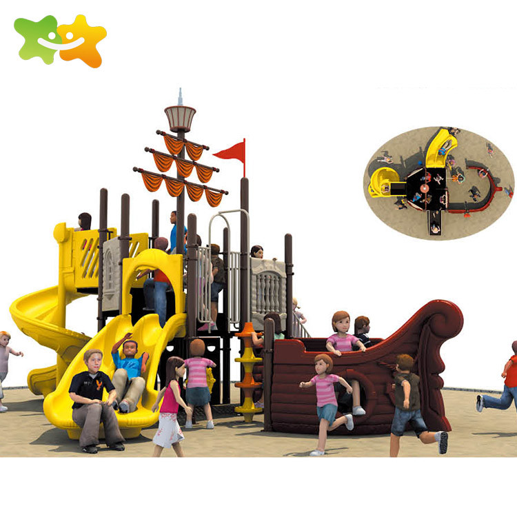 China Kids Plastic Playground Slide Pirate Ship Adventure Playground Equipment wholesale