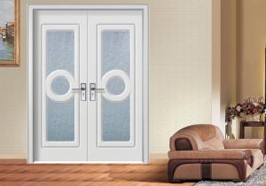China Double Glass MDF Board Doors , Office BuildingPVC Coated MDF Interior Doors wholesale