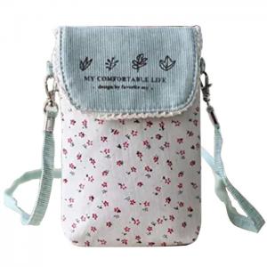 China Custom Cute fresh floral cotton mini crossbody cell phone purse bag for women wholesale