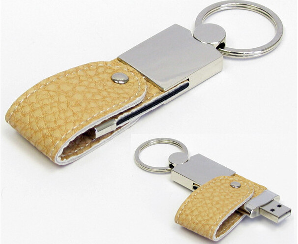China OEM Gift Leather USB Flash Drive , 16GB Usb Flash Drive Leather Case Brown wholesale