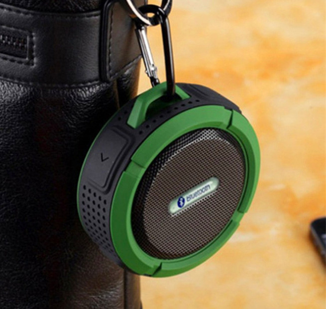 Mini Round Waterproof Portable Bluetooth speaker with Carabiner/FM Radio/TF card for sale