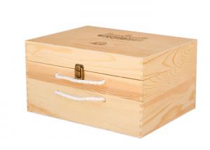 China Handmade 6 Bottle Pine Personalised Wooden Wine Box Gift Packing With Hand Rope wholesale
