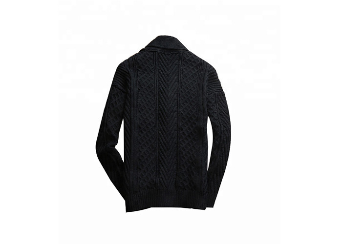 China Black Acrylic Mens Knit Sweater Big Button Knitted Scarf Cardigan Sweater wholesale