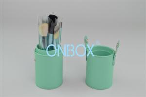 China Unique Luxury Cosmetic Box With A Set Of Brushes Light Green Leather With Buckle wholesale