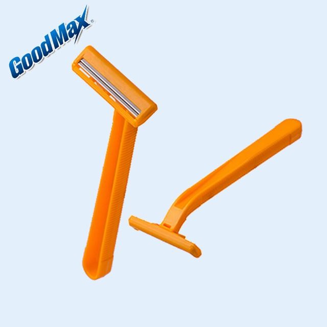 China Orange Color Twin Blade Disposable Razor Customized Logo With Anti - Drag Blades wholesale