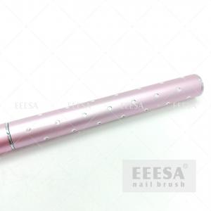 China 671U Pink Metal Sparkling Dotting Handle 100% Kolinsky Sable Hair Acrylic Nail Brush #10 wholesale