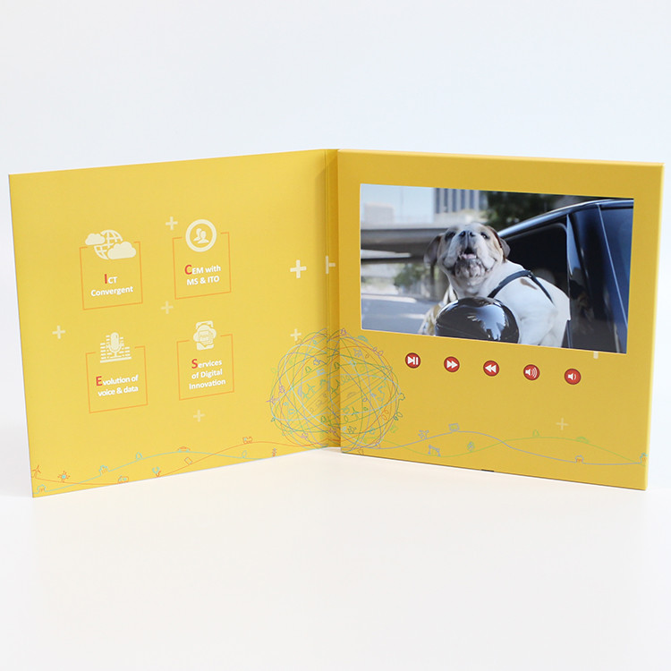 China Free Sample Limited Video In Folder Factory Handmade LCD Greeting Book 7 inch Video Brochure  For Promo wholesale