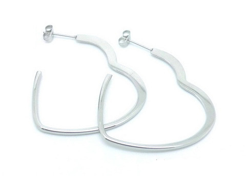 China Flat Open Heart Shaped Stainless Steel Earrings With TUV Certification wholesale