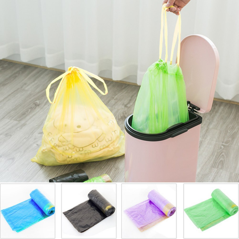China Yellow String Colored Trash Bags , Can Liners Trash Bags Custom Printing wholesale
