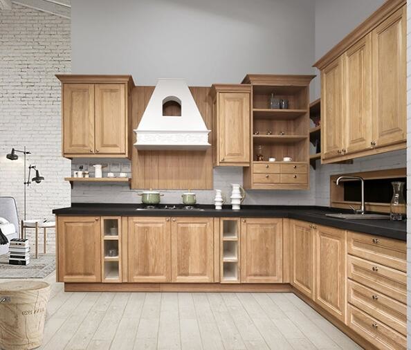 China Solid Wood Complete Kitchen Cabinet Set Aluminium Profile Handle 18mm MFC Borad wholesale