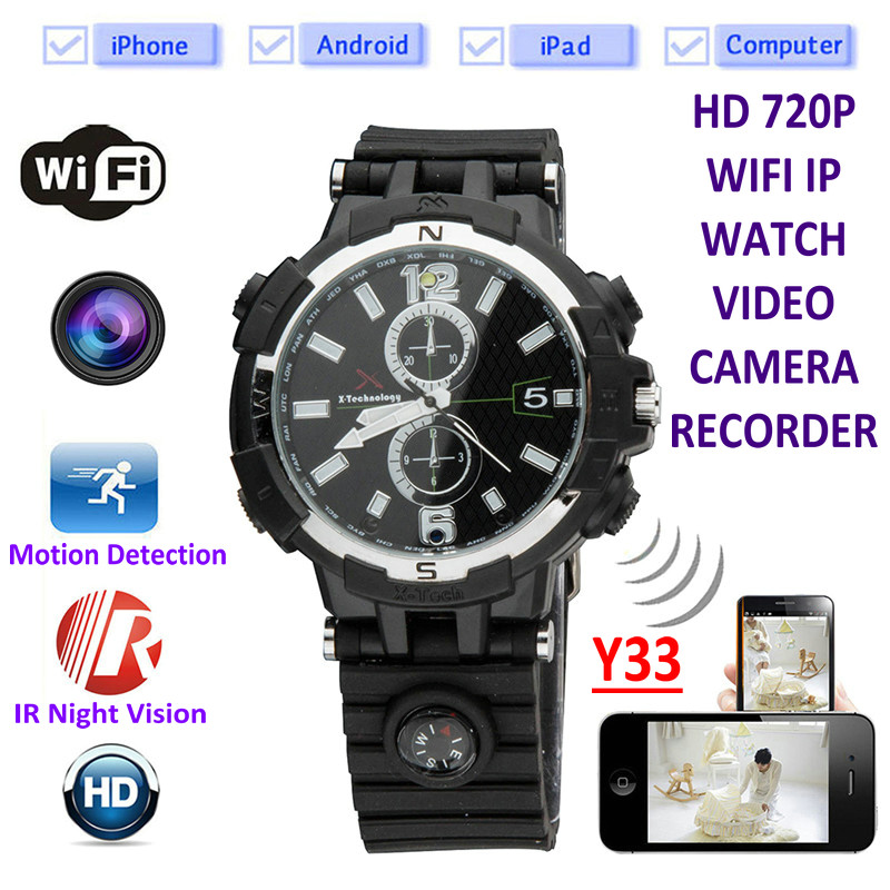 China Y33 8GB 720P WIFI IP Spy Watch Camera Home Security Smart  Remote CCTV Video Monitor IR Night Vision Nanny Baby Monitor wholesale