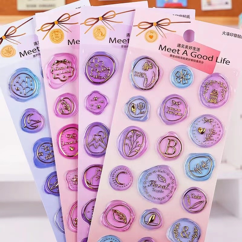 Buy cheap Custom Brand LOGO Transparent Sealing Wax Stickers 3D Foil Stamping For Packing from wholesalers
