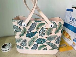 China Beach Bag Eva European American Fashion, Printing Tote Bag Storage Bag Hole Big Basket Shoulder Bag for Outdoor Beach wholesale