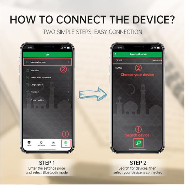 Equantu 1800mah AZAN Clock Portable Quran Speaker Bluetooth 2.1