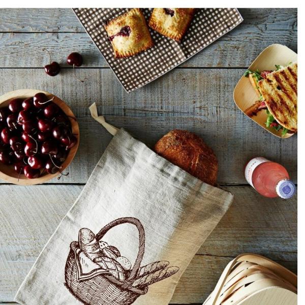 Natural Reusable Food Safe Linen Bread Drawstring Storage Bag