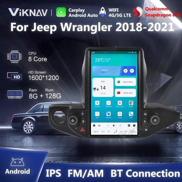 Tesla Style Wrangler Jeep Radio Upgrade 2018-2021 Carplay Head Unit Stereo Replacement