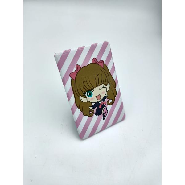 Square Custom Made Metal Badges Cute Girl Tinplate Material Paper Stents