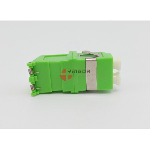 Green LC/APC Duplex SM Fiber Optic Adapter With Shutter , No Flange
