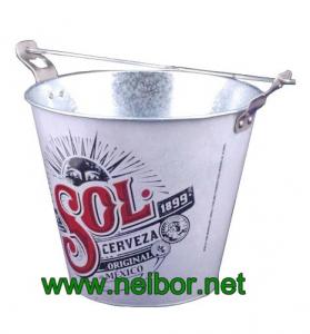 China custom printing galvanized steel ice bucket beer bucket beer cooler with bottle openers wholesale